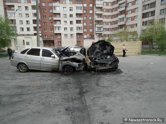 В Сестрорецке сгорели сразу три автомобиля