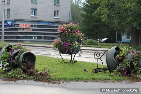 У военкомата вандалы опрокинули клумбы с цветами У военкомата вандалы опрокинули клумбы с цветами
