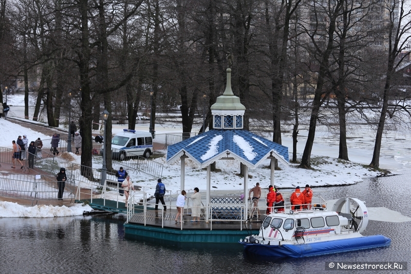 В Сестрорецке Крещение отметили крестным ходом и массовым купанием